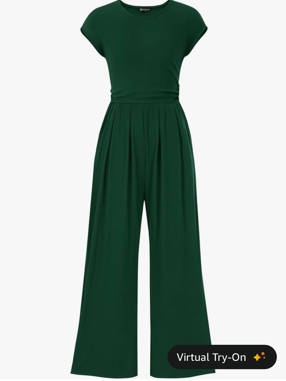 Cap-Sleeve Emerald Green Jumpsuit - Picture 10 of 13